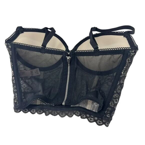 Victoria's Secret Very Sexy Lined Demi Bra Black Lace Corset Zip Back 32C - Picture 7 of 7